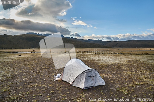 Image of Tent on a high mountain plateau