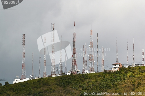 Image of Transmitter towers on a hill