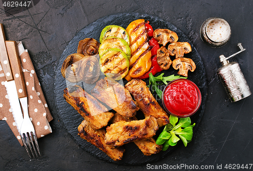 Image of grilled vegetables and ribs