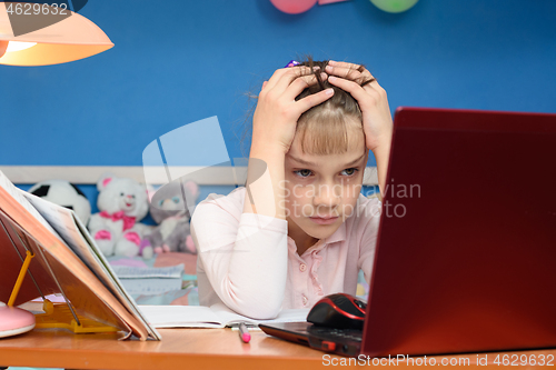 Image of Girl faced the challenge of studying online at home