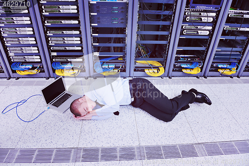 Image of system fail situation in network server room