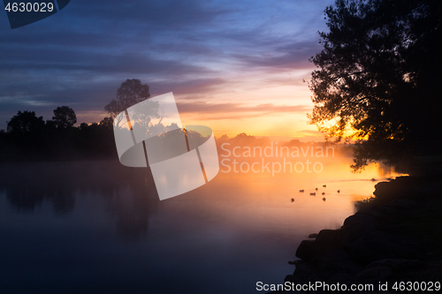 Image of Foggy dawn skies over the billabong