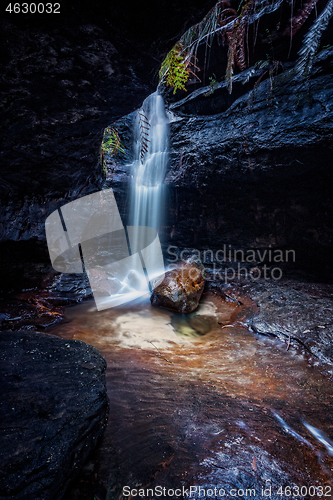 Image of Waterfall tumbles in a small canyon in Blue Mountains