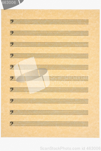 Image of Bass Clef Staves on blank music sheet
