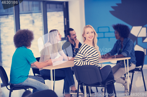 Image of Multiethnic startup business team on meeting