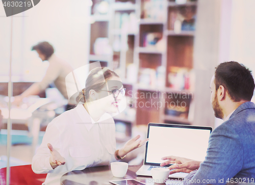 Image of startup Business team Working With laptop in creative office