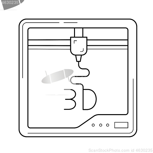 Image of Three D printer app line icon.