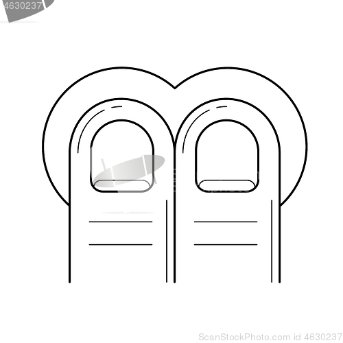 Image of Two-finger tap line icon.