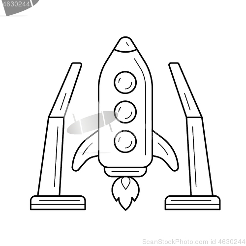 Image of Spaceship launch line icon.