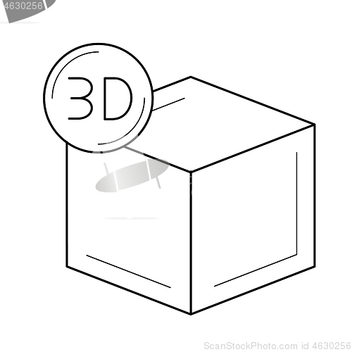 Image of Three D modelling line icon.