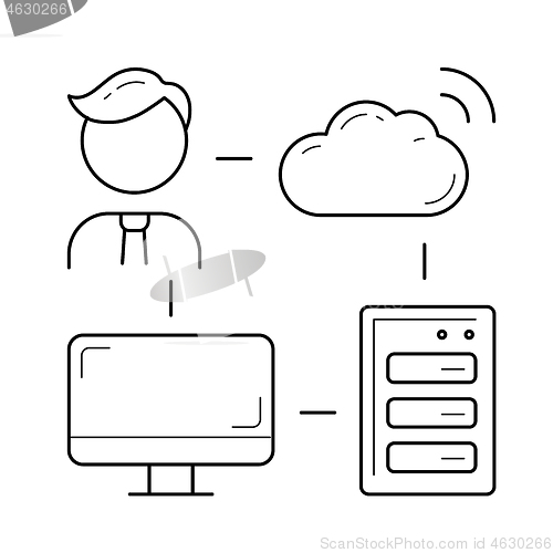 Image of Cloud computing line icon.