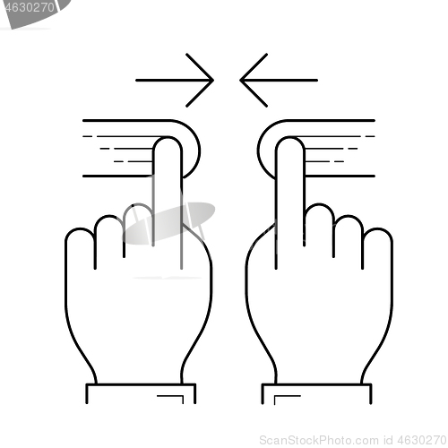 Image of Two hand pinch line icon.