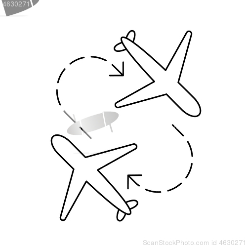 Image of Airplane transfer line icon.