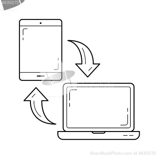 Image of Mobile data synchronization line icon.