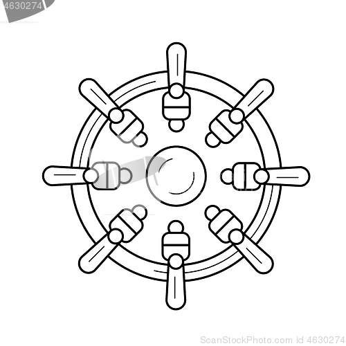 Image of Nautical wheel line icon.