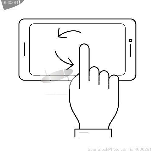 Image of Finger touching smartphone line icon.