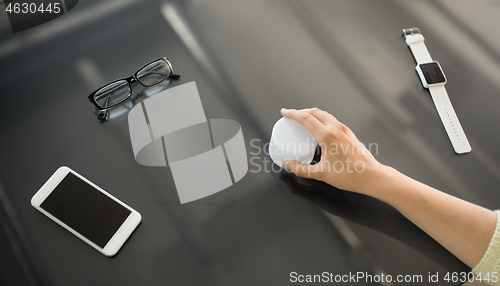 Image of close up of hand using black interactive panel