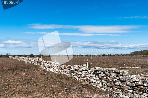 Image of Boundry of a traditional dry stonewall in a great grassland