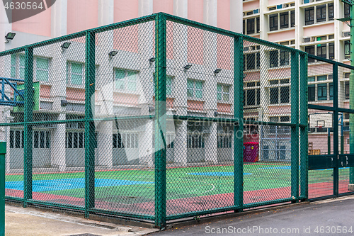 Image of Fenced Basketball Field