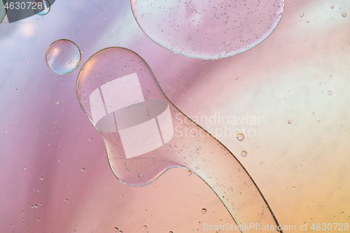 Image of Defocused pastel colored abstract background picture made with oil, water and soap