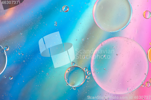 Image of Defocused pastel colored abstract background picture made with oil, water and soap