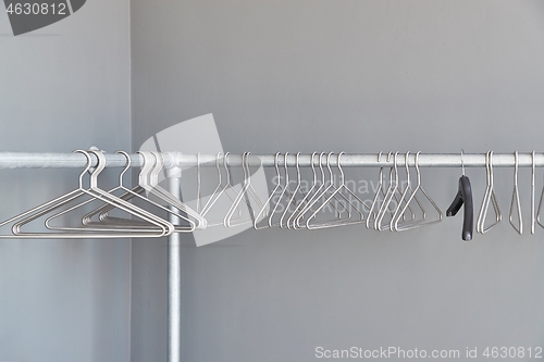 Image of Empty cloakroom hangers at a canceled evend