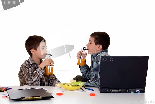 Image of Boys doing homework