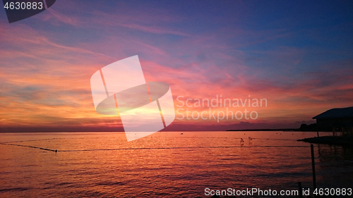 Image of View of beautiful sunset above the Adriatic sea