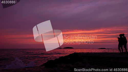 Image of View of beautiful sunset above the Adriatic sea