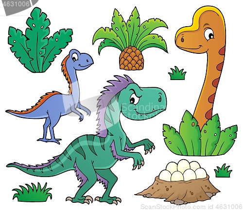 Image of Dinosaurs and prehistoric nature theme set 1