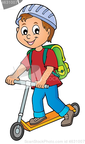 Image of Boy on kick scooter theme image 1
