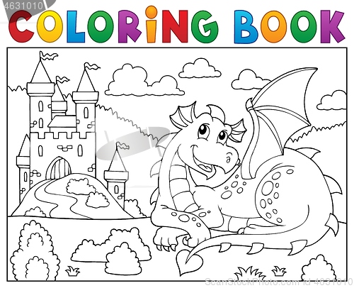 Image of Coloring book lying dragon theme 2