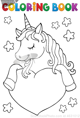 Image of Coloring book unicorn and heart 1