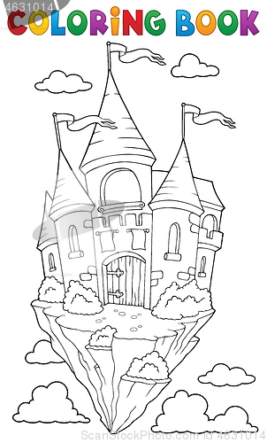 Image of Coloring book flying castle theme 1