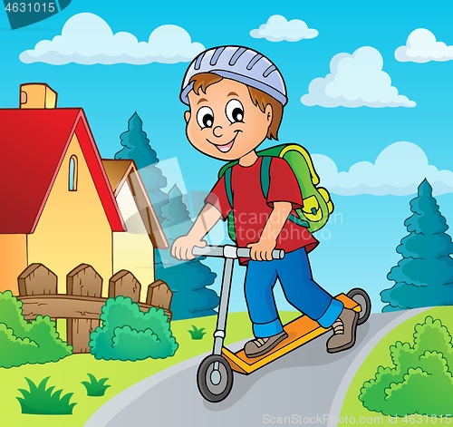Image of Boy on kick scooter theme image 2