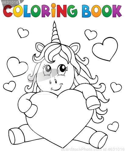Image of Coloring book Valentine unicorn theme 1