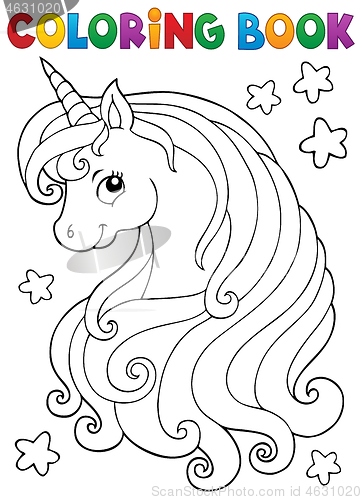 Image of Coloring book unicorn head theme 1