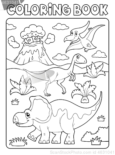 Image of Coloring book dinosaur composition image 2