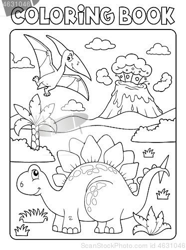 Image of Coloring book dinosaur composition image 1