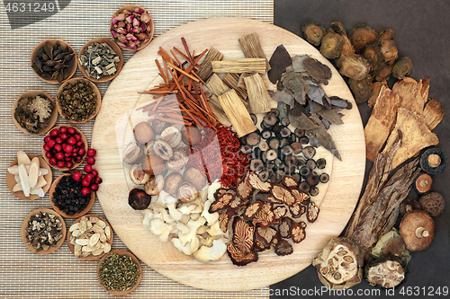 Image of Collection of Chinese Herbs used in Herbal Medicine  