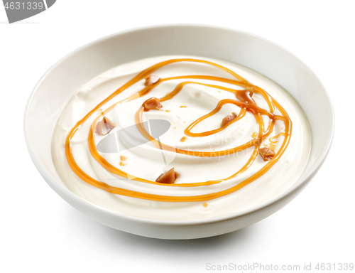 Image of bowl of caramel yogurt