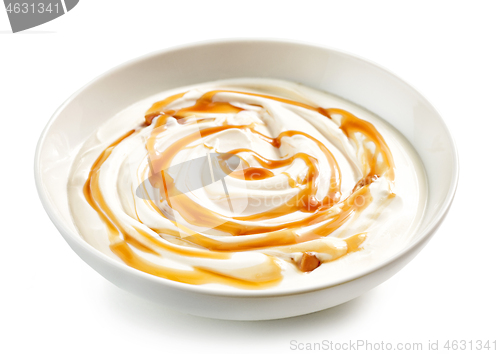Image of bowl of caramel yogurt