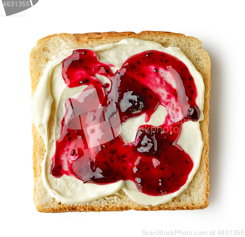 Image of toasted bread with cream cheese and jam