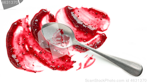 Image of blackcurrant jam on white background