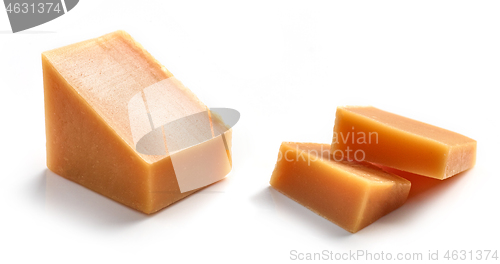 Image of caramel pieces on white background