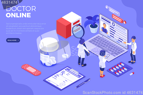 Image of Online Doctor and Medical Diagnostics Isometric