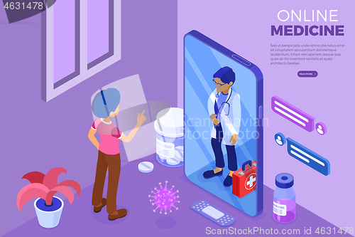 Image of Online Doctor and Medical Diagnostics Isometric