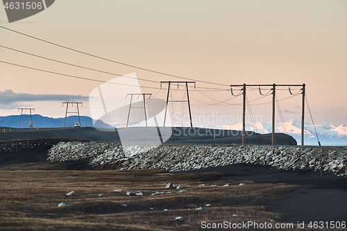 Image of Electric lines leadin to the distance