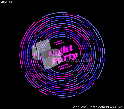 Image of Night party vector illustration. Rounded lines design style.