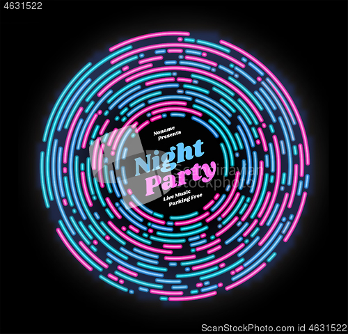 Image of Night party vector illustration. Rounded lines design style.